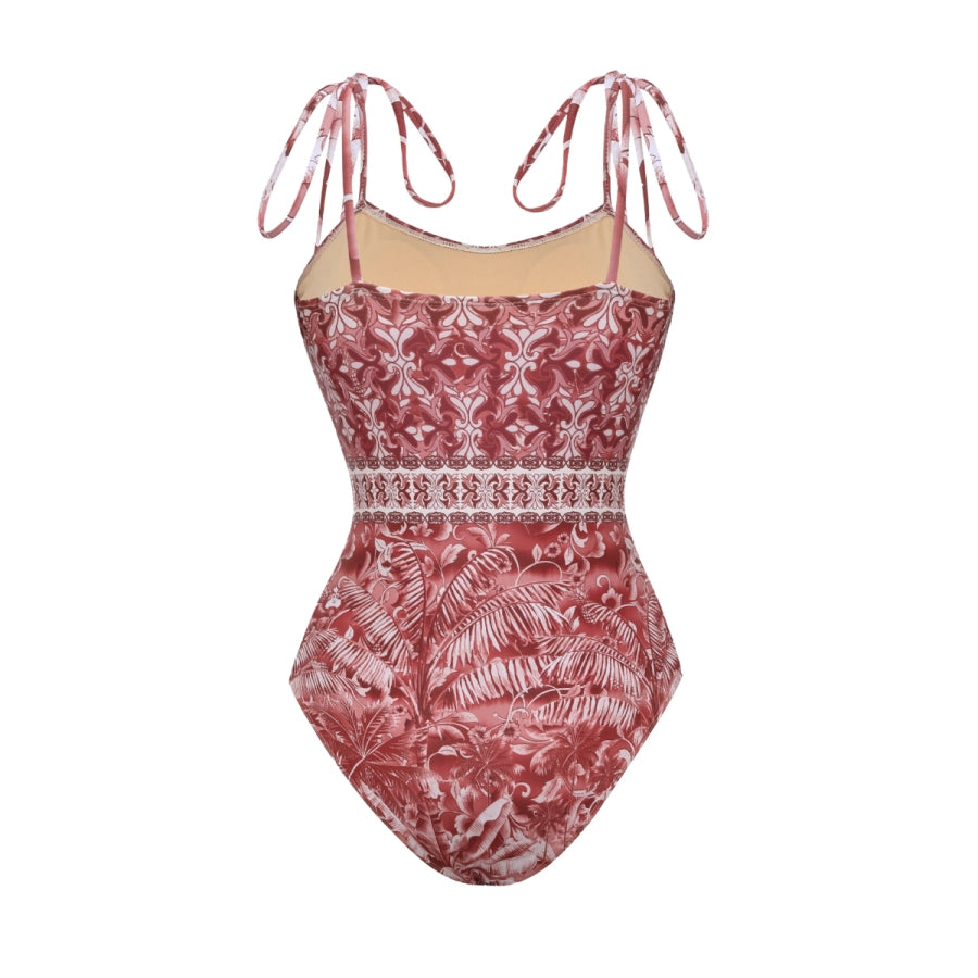Bañador con Estampado de Bosque Retro y Falda