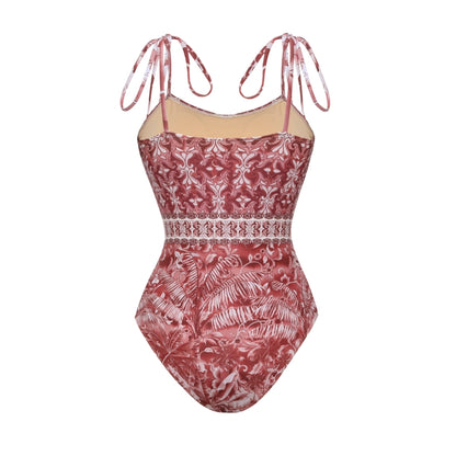 Bañador con Estampado de Bosque Retro y Falda