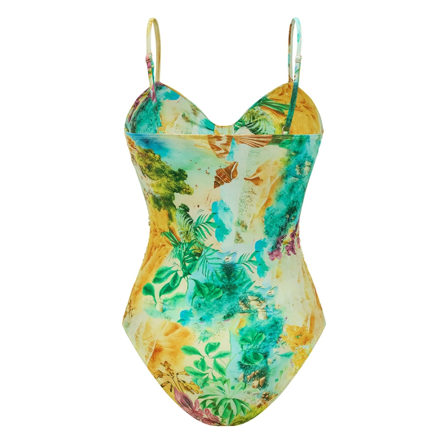 Bañador con Estampado de Paisaje y Falda