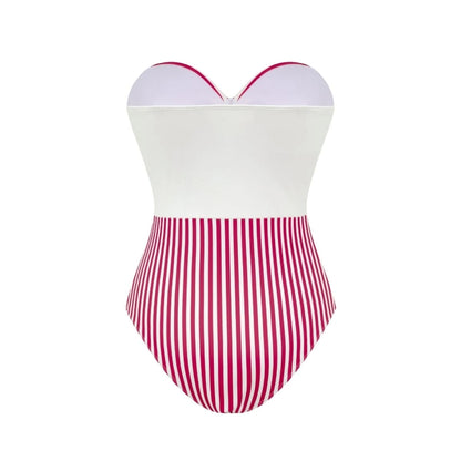 Bañador con Estampado de Rayas y Bandeau