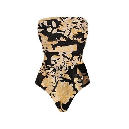 Bañador con Estampado Floral y Hombros Descubiertos
