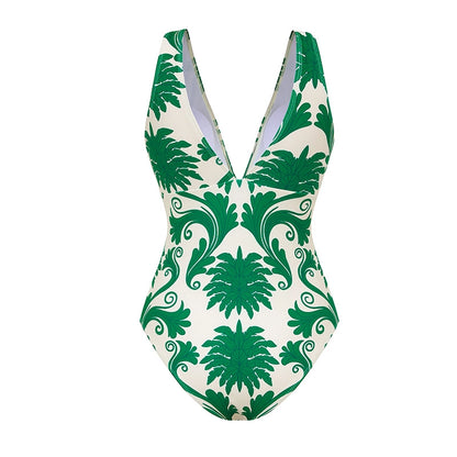 Bañador con Cuello en V y Estampado