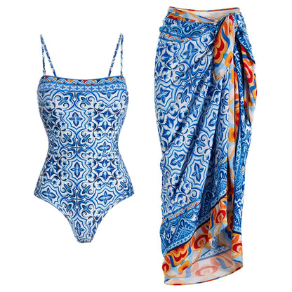 Bañador Estampado con Pareo