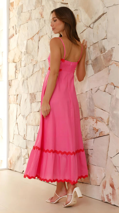 Vestido Midi de Manga Larga con Estampado de Ondas