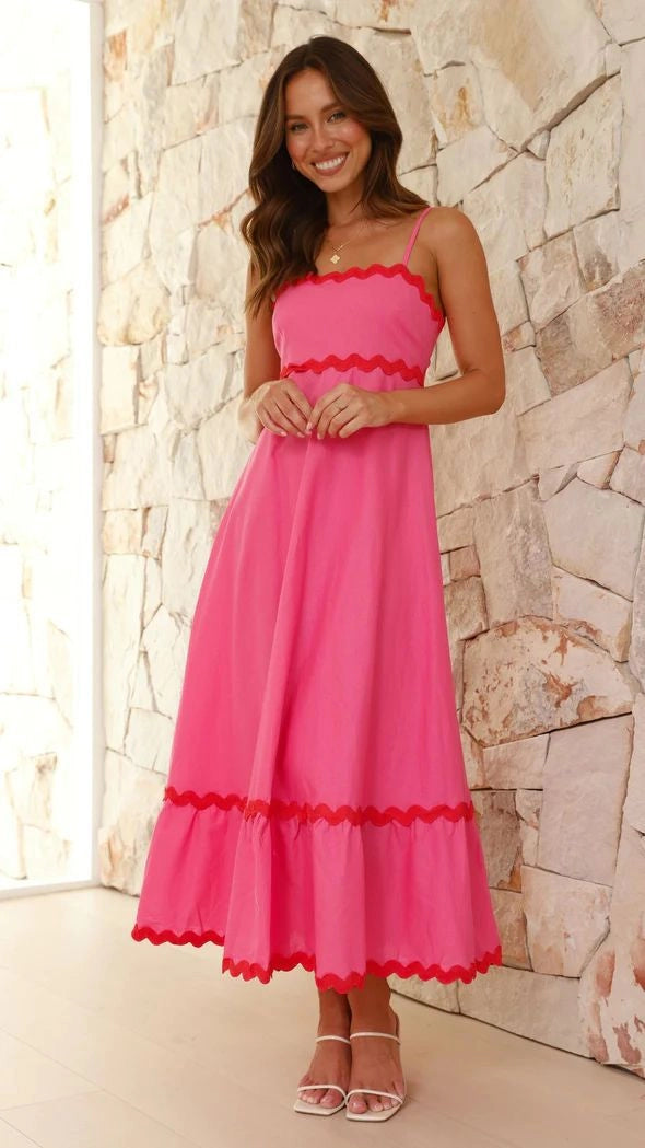 Vestido Midi de Manga Larga con Estampado de Ondas