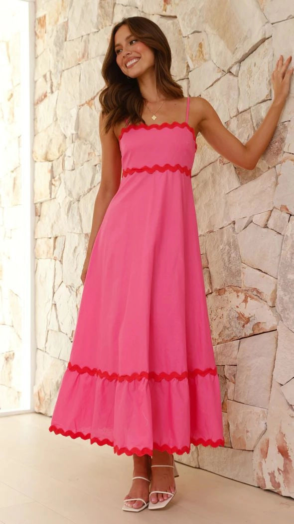 Vestido Midi de Manga Larga con Estampado de Ondas
