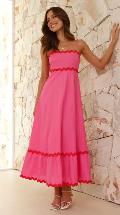 Vestido Midi de Manga Larga con Estampado de Ondas