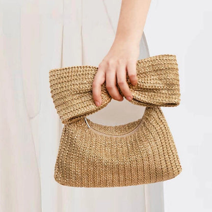 Bolso de Paja con Lazo Decorativo