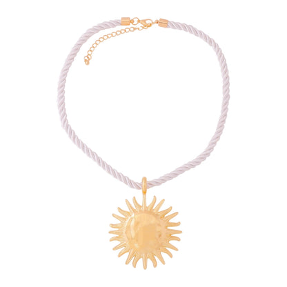 Collar de Girasol con Cuerda Trenzada