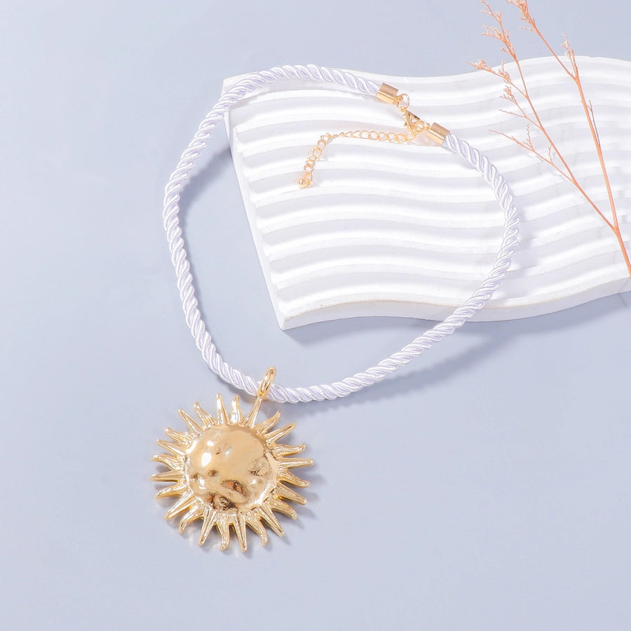 Collar de Girasol con Cuerda Trenzada