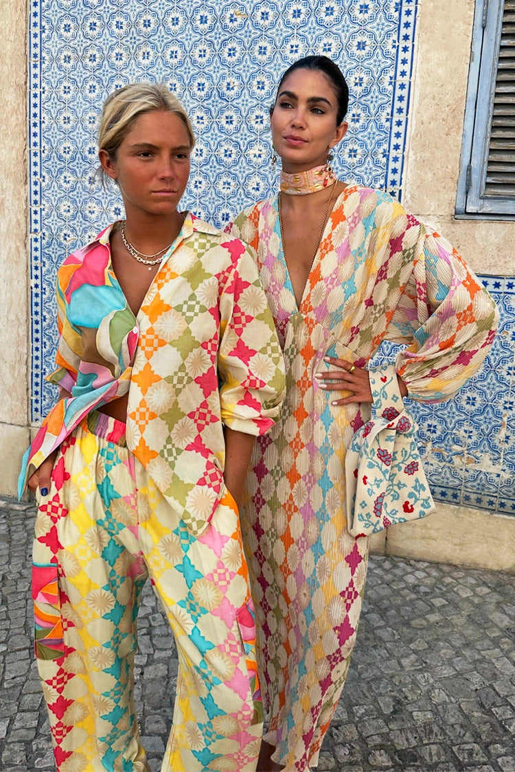 Vestido Bohemio con Estampado y Mangas Abullonadas