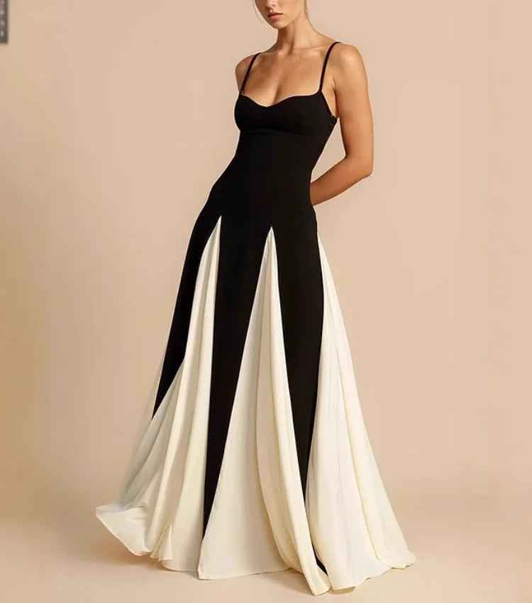 Vestido de Tirantes con Bloques de Color