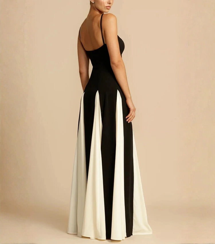 Vestido de Tirantes con Bloques de Color