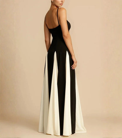 Vestido de Tirantes con Bloques de Color