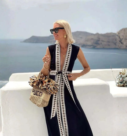Vestido de Vacaciones con Escote en V