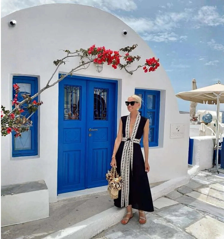 Vestido de Vacaciones con Escote en V