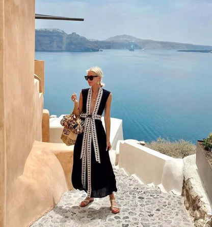 Vestido de Vacaciones con Escote en V