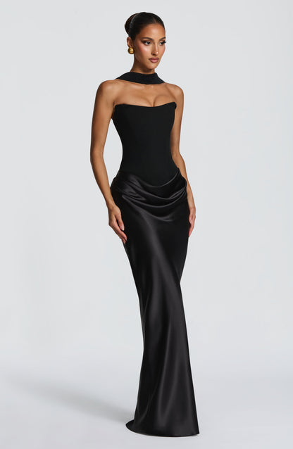 Robe Maggie Lissora — drapé satiné